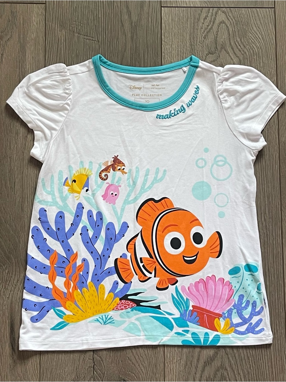 Little Sleepies Disney Play Collection Finding Nemo Girls 10 Puff Sleeve Tee
